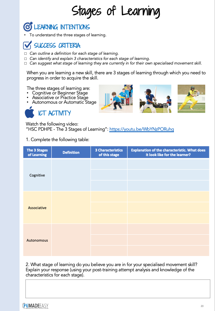 PEMadeEasy's tweet photo. REMOTE LEARNING ASSESSMENT TASK - 
Here's a 'Skill Learning @ Home' assessment task to use with students from Grade 3 - Year 10. 

Vic &amp; Aus curric aligned.

Get the PDF downloads here: https://t.co/t387B0u7HL

#remotelearning #physed #pdhpe #pegeeks #hpe
#HPEatHome https://t.co/ZOh01DXr1z