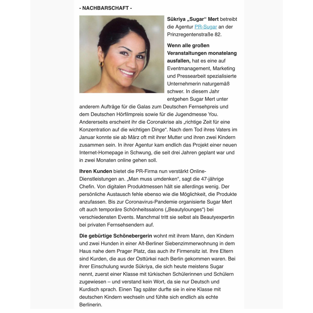 PR_Sugar's tweet photo. Sugar Mert about Corona and Racism @Tagesspiegel https://t.co/JdDOGS6zfO