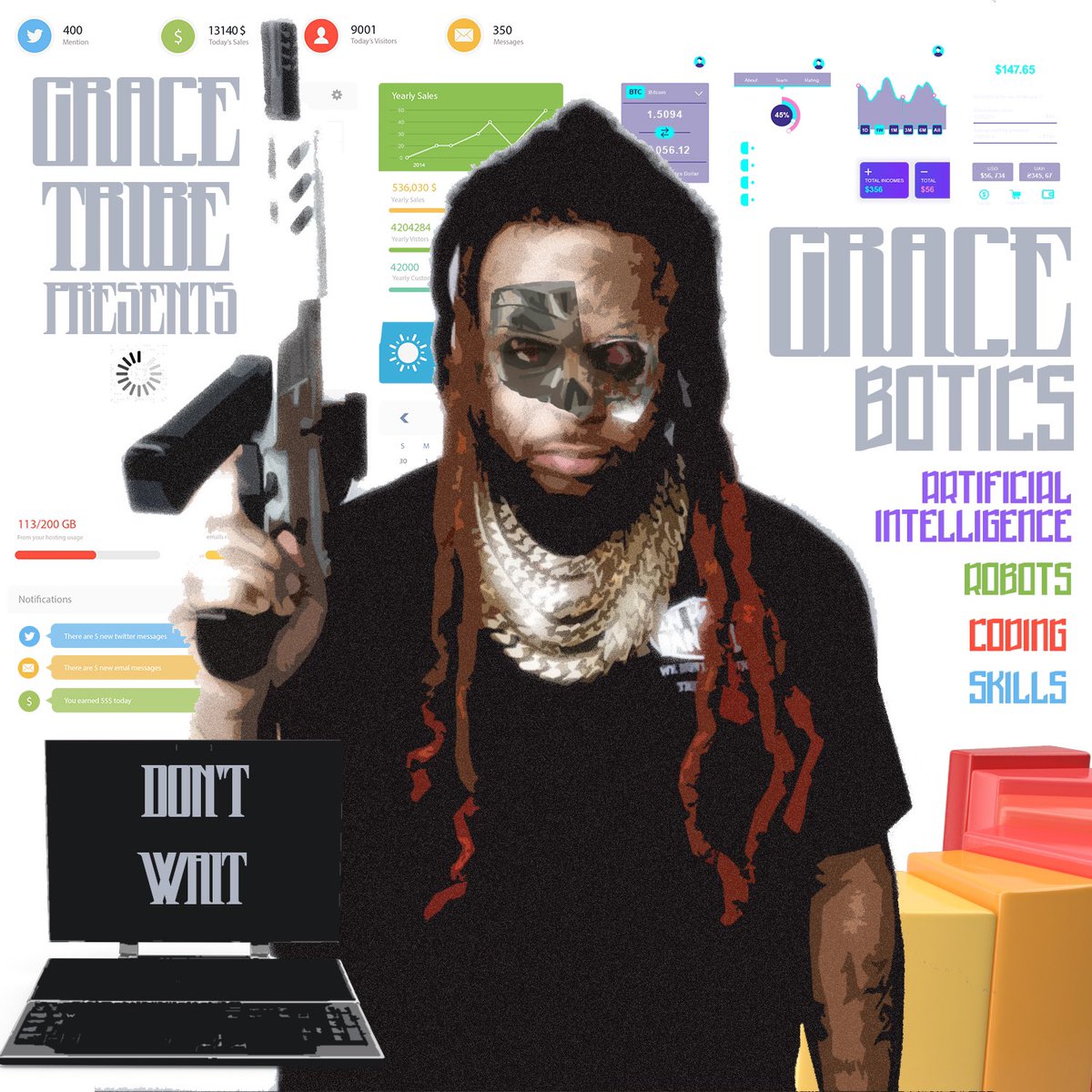 StarterKitEss's tweet image. Terminator artwork for @DerrickGracetwo @GraceTribe Dangerous Minds in Tech