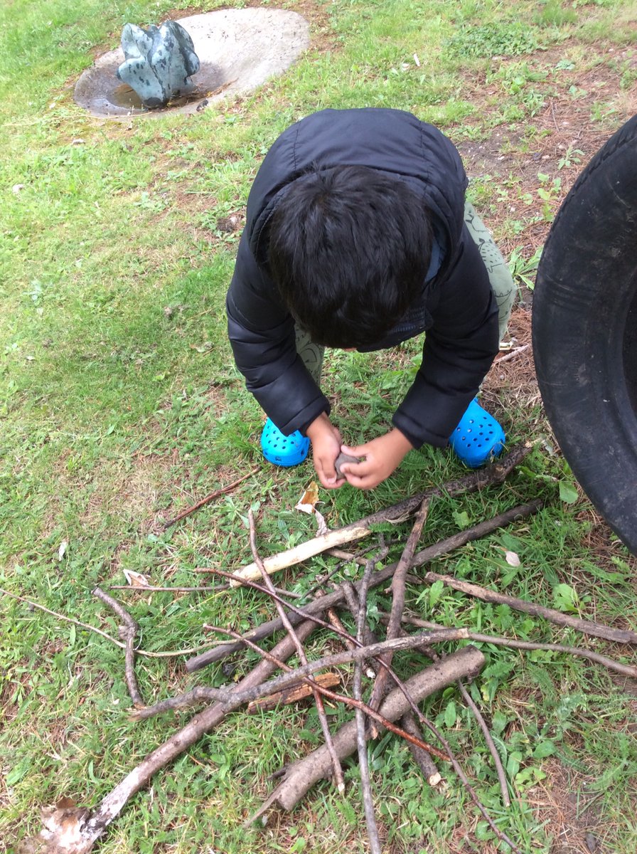 Adderleyn's tweet image. “You have to rub it like this for fire” #childinitiated #learningfromexperience