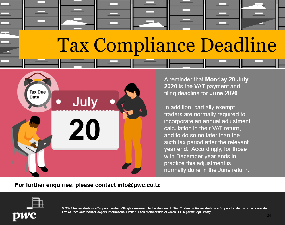 PwC Tanzania on X: “Don’t miss this compliance deadline. #Payment