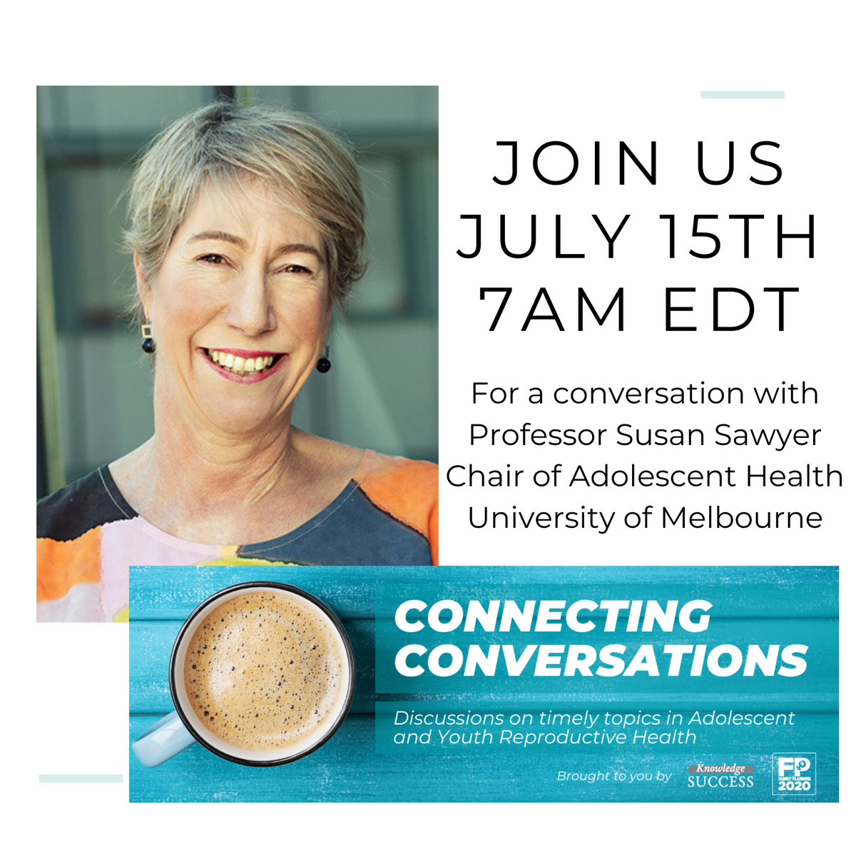 FP2030Global's tweet photo. Interested in joining discussions on #AYRH? Join our new series with @fprhknowledge: Connecting Conversations! π
The first module will be on July 15th at 7am EDT! Click here to register and for more information on all the sessions: https://t.co/IE4dDFMdyL https://t.co/uusI8uAQUC