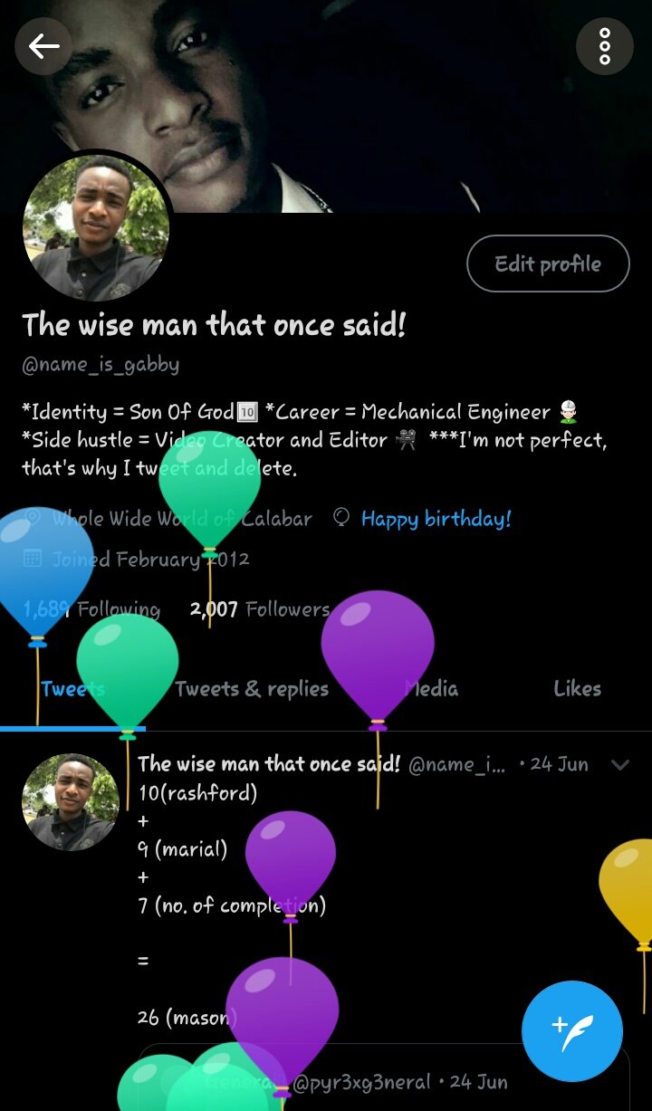 I got the balloons too, not only Wole Soyinka.

Happy birthday to me 