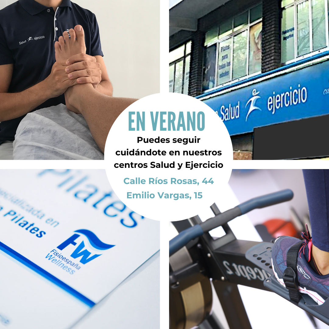 FisioeWellness's tweet photo. Llega verano y nuestros centros Salud y Ejercicios, están para seguir cuidándote. 
Si tienes o has tenido lesiones... 
Si haces deporte y quieres hacer una recuperación muscular...
Si tienes una patología y deseas tratarla...  #seguimoscuidandote #madrid #Verano2020 https://t.co/l4rZ6ZRPTo