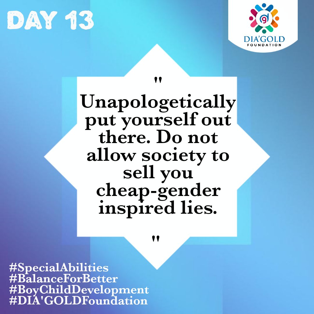 Day 13

m.facebook.com/story.php?stor…

#SpecialAbilities
#BalanceForBetter
#BoyChildDevelopment
#DIAGOLDFoundation