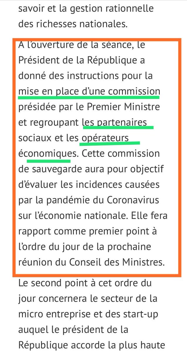 La semaine passée à l'intervention de Tebboune à la conférence de l'organisation internationale du travail, a informé qu'il a organisé des réunions avec partenaires sociaux et opérateurs économiques sur la crise  #Covid_19 et voilà maintenant qu'il annonce qu'il va les faire ! 2/.