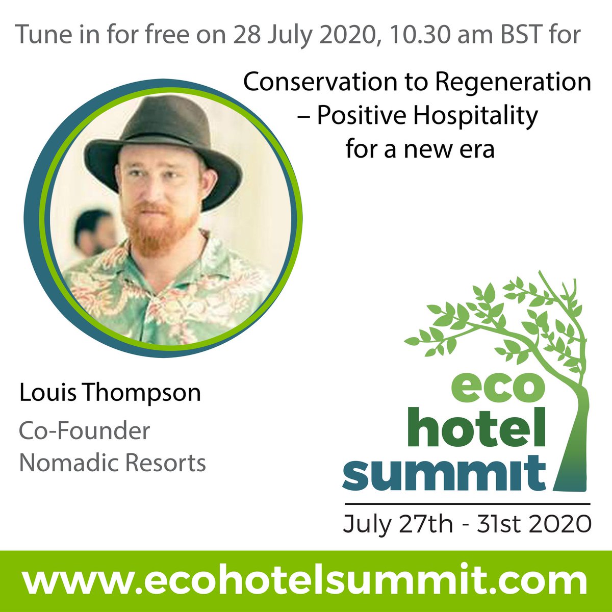 authenticlux's tweet photo. We are honoured to have Louis Thompson from Nomadic Resorts @louisnomadic speak at our Eco Hotel Summit.

Louis' talk captures the optimism on the opportunity that exists for the travel industry. Sign up free and learn more 
 end of July 2020 at 
👉 https://t.co/6Ic0ju0WEd https://t.co/4vLARzBtRR