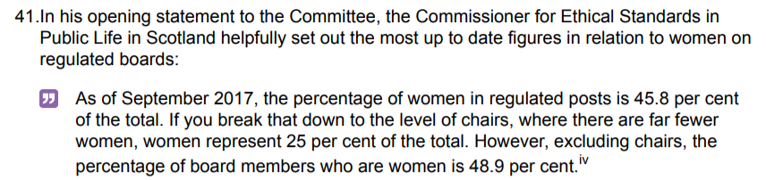 And why are you quoting stats from 2015 when these figures from 2017 were reported by the Committee? AFAIK no public bodies have submitted reports yet so any claim to success is premature. And is utterly meaningless when they will include males anyway!!