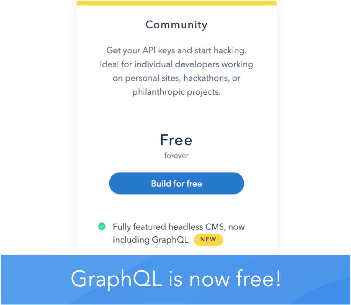 Big news! 📣Today, we're releasing our new Community edition.

It’s our free-forever tier for developers, powerful enough for serious side projects — and it includes our <a href="/GraphQL/">GraphQL</a> API too.

More in the blog: ctfl.io/3fkClps