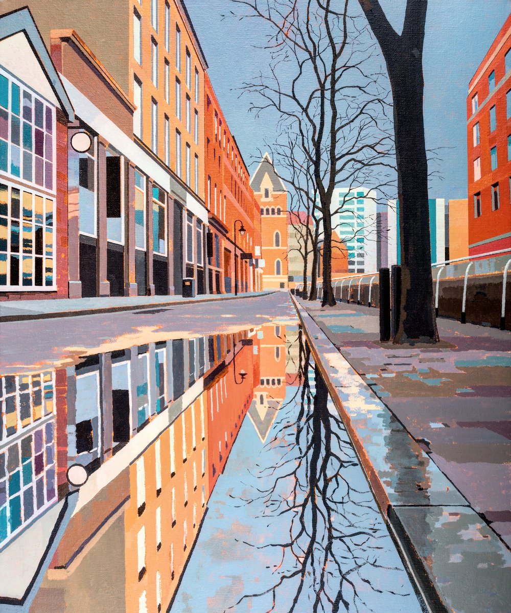 Twittartists's tweet photo. Sue Scott @slscottartist's paintings range from choppy, charcoal etched seas and languid, expansive landscapes that stretch out to the horizon to brightly coloured city streets painted in her unique style.  A truly versatile artist whose work truly represents contemporary art. https://t.co/A0OhJf86jj