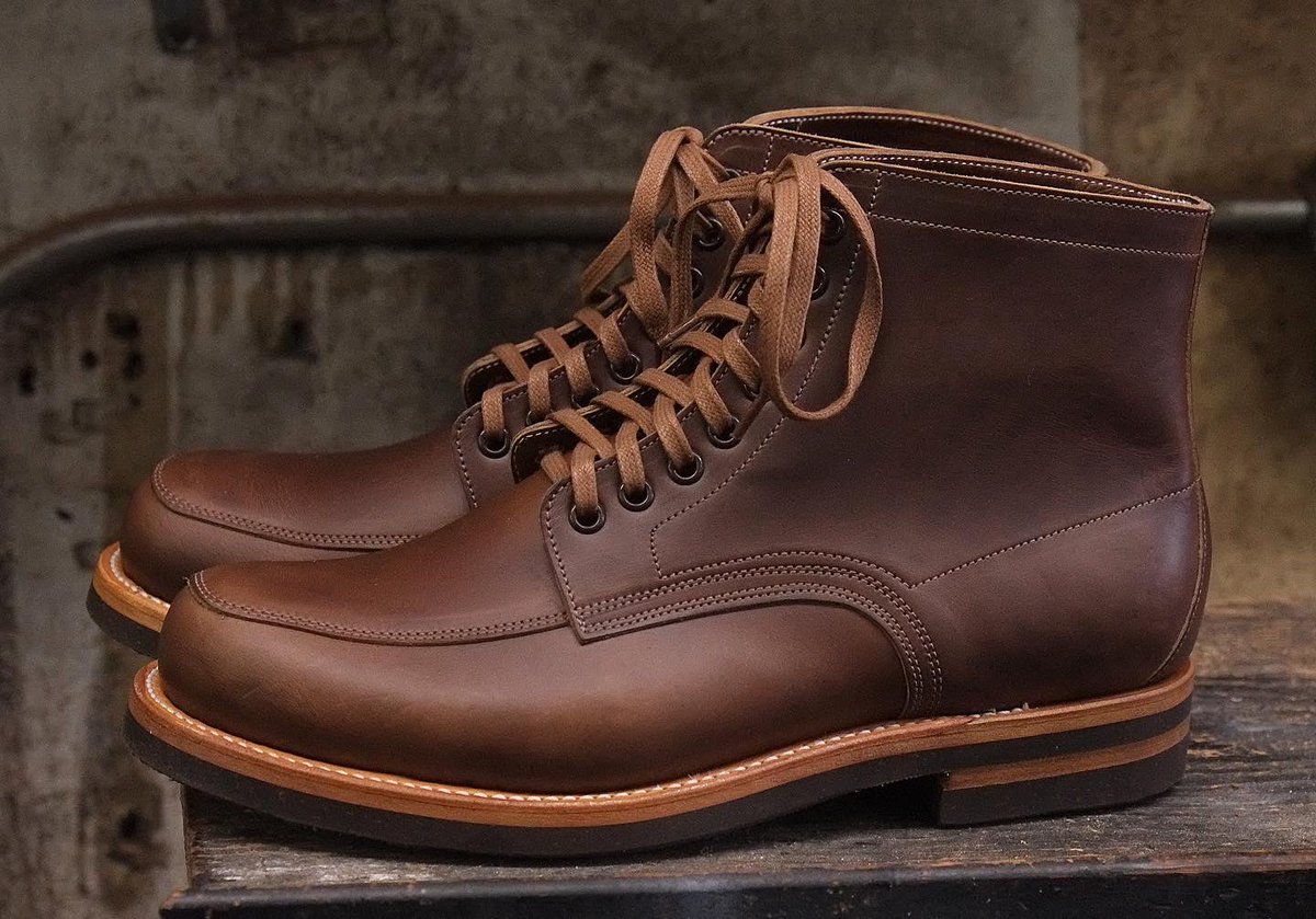 Brian The Bootmaker Rc Townsman Lace Boots Natural Horsehide Brown Cork Full Soles Natural Edge Finish Low Block Heel Roleclub Townsmanlaceboots Horsehide Laceboots T Co C97kty71l1