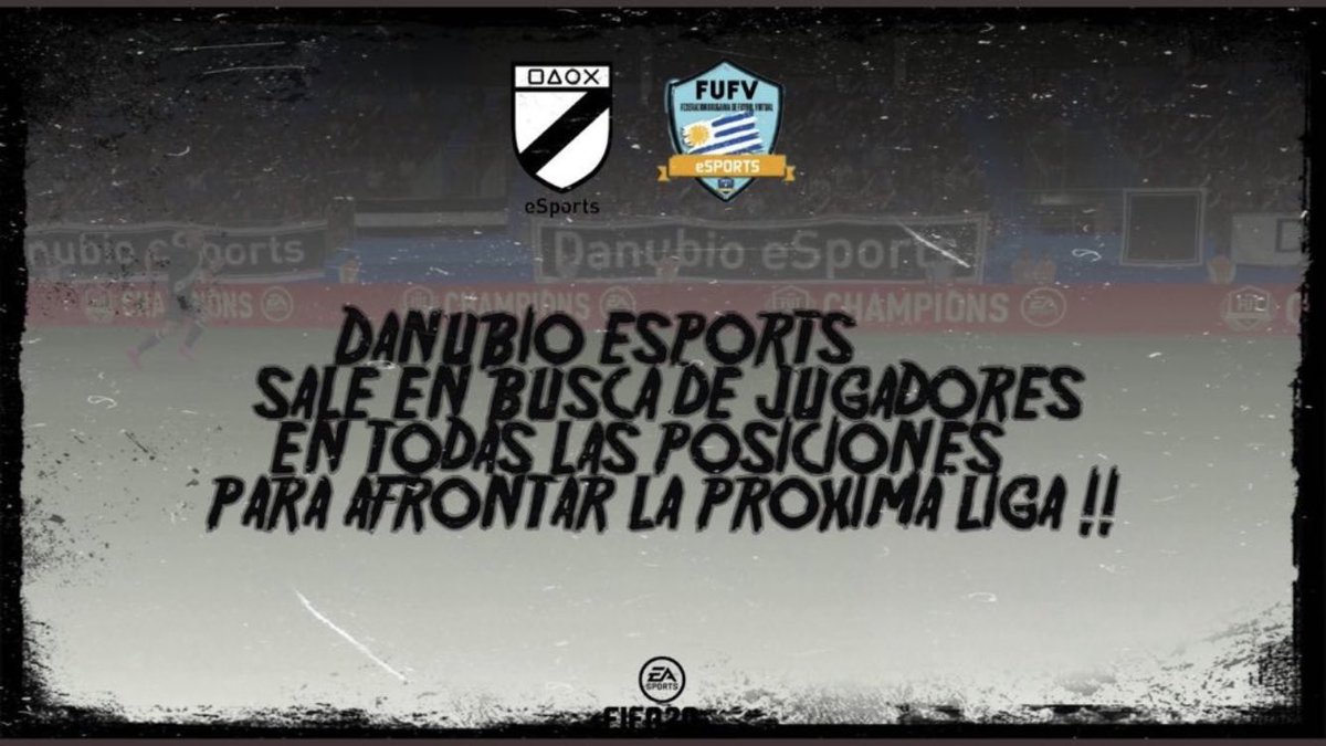 DanubioeSports's tweet photo. Te buscamos🧐🔍
Salimos en busca de jugadores en todas las posiciones, de cara a la ultima temporada de Fifa 20.
Veni a formar parte del la #FranjaVirtual🎮⚫⚪
Requisitos: 
▶️Tener Experiencia
▶️Media +87
▶️Disponibilidad Horaria
Contactanos al MD📩
@FufvFichajes @IESA_fichajes https://t.co/QWHTcUHFLd