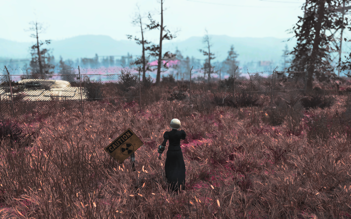 30 seconds before I realized there was a Wendigo hiding right in that building to my left.... #spacehelmetgirl #fallout76 <a href="/Fallout/">Fallout</a>