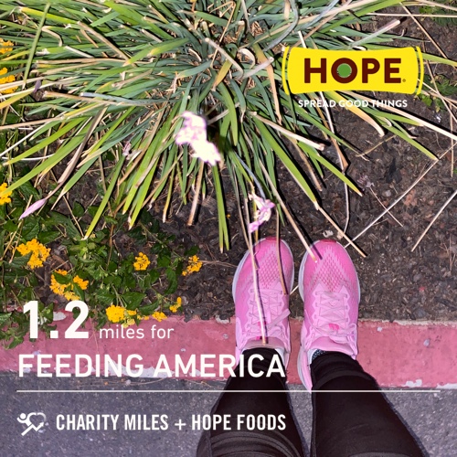 AVASradiance's tweet photo. 1.2 @CharityMiles for @FeedingAmerica. Thx @HopeHummus for sponsoring me! #SpreadHope #beatthesunsetronarun #socialdistancerunclub #ronarun https://t.co/W2YGyJkeoL
