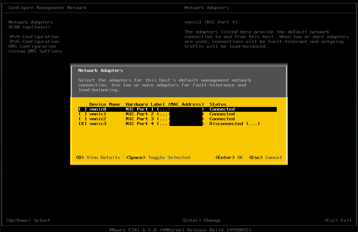 bertoelcon's tweet image. Silly ESXi, why would you default to enable the only disconnected NIC?