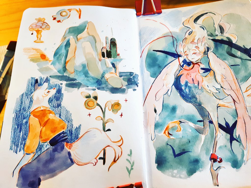 owlyjules's tweet photo. Monday mindless doodles! Only 4 pages left to the sketchbook!:D https://t.co/lbvSSRiQ5X