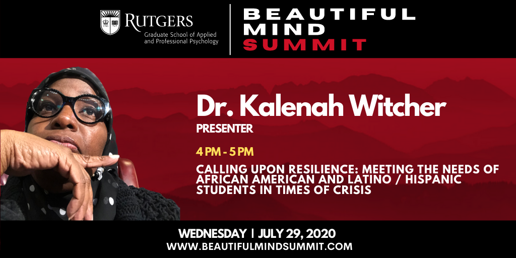 RutgersGSAPP's tweet photo. During the twin pandemics: #COVID19 & #racism, it is important to pay attention to the resilience within children, especially children of color. At our #BeautifulMindSummit, Dr. Kalenah Witcher will address this topic. Learn more and register at https://t.co/BdaIdqSXLn. https://t.co/jeb8OdyD8r