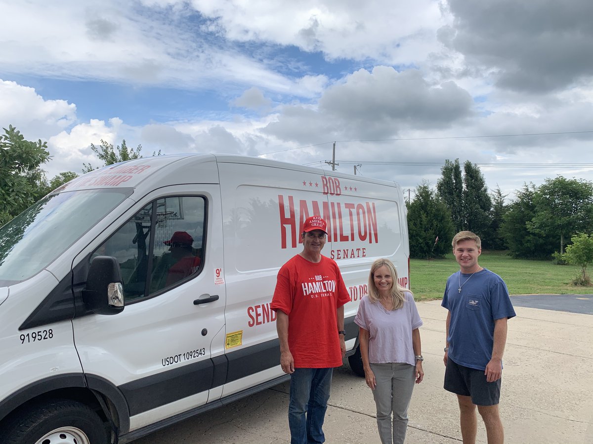 HamiltonforKS's tweet photo. My son, Luke, is joining me on the road today as we visit with supporters and tell voters it's time to send in a plumber to drain the swamp! #kssen #ksleg https://t.co/pwlyd1b7R3