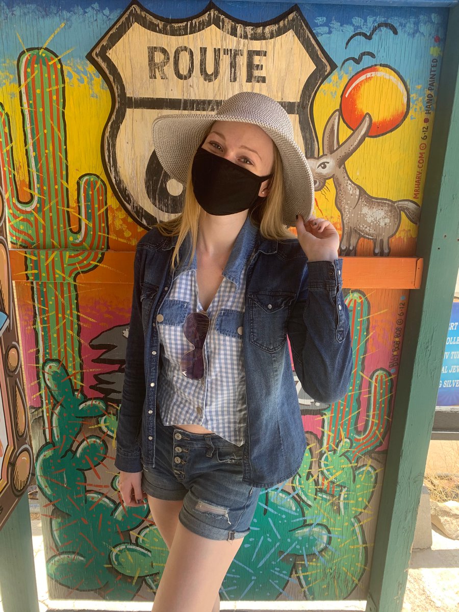 RachelleMHenry's tweet photo. Wearing our masks in Oatman ❤️✨ @TeenTHOR #travel #SafetyFirst #safetravels #wearingmymask #oatmanaz #summerdates https://t.co/2o6IhnA5Ob