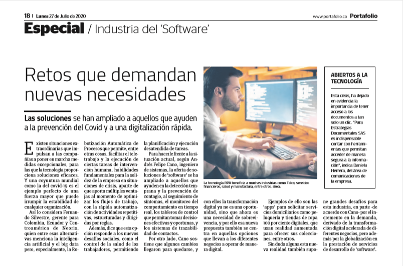 CeibaSoftware's tweet photo. ¿Cuáles son los retos que demandan nuevas necesidades frente a la realidad mundial?  Hoy el Gerente Técnico de la #FamiliaCeiba, @afcano nos lo cuenta en la sección de Industrial del Software de @Portafolioco. 

Búscalo en la pag. 18 de la versión impresa

#Software #Tech #TI https://t.co/0itw3qY6zh