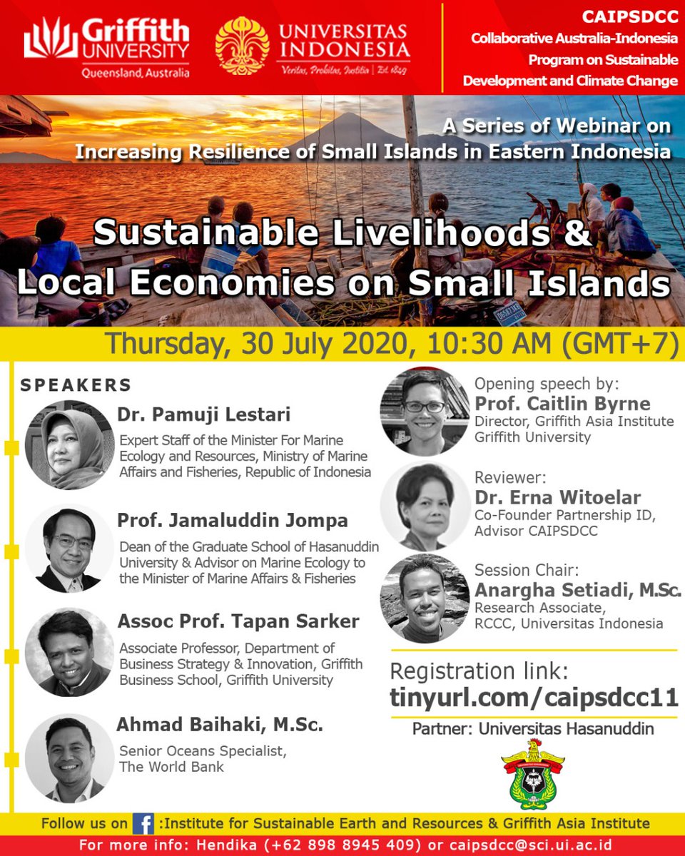akigfw's tweet photo. I'll be talking about World Bank's upcoming coastal communities livelihood projects. Honoured to be in the same panel with distinguished panelists. @GriffithUniVC @univ_indonesia @unhas https://t.co/de6Eqg0MyN