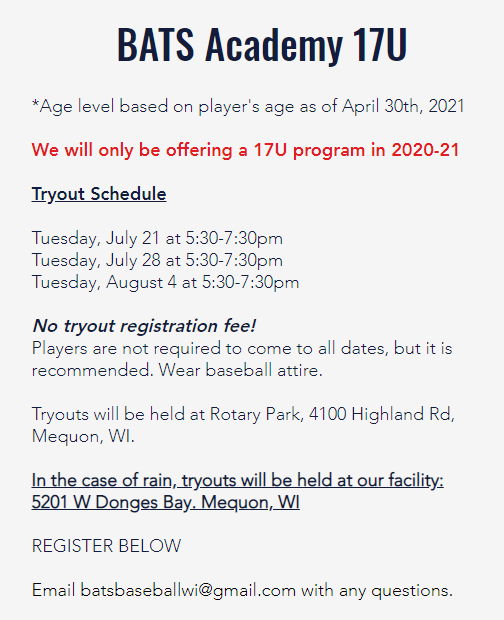 BatsBaseballWI's tweet photo. Additional details below! https://t.co/GGv6Mrm1Ka