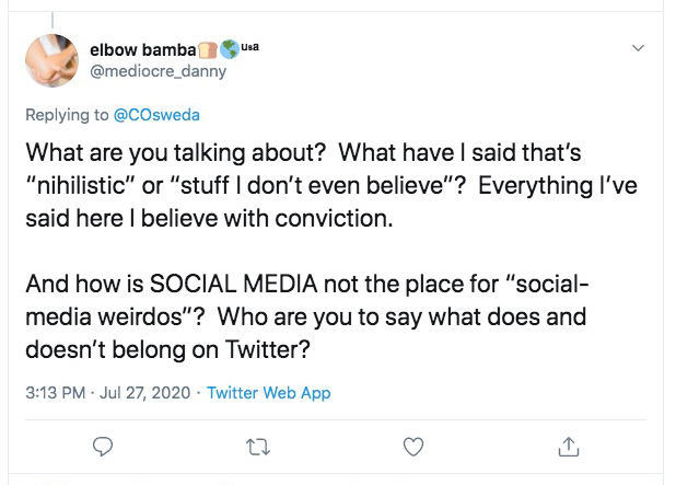 ThreadFor  @mediocre_dannyDanny is angry that I'm hiding his tweets. He thinks he's entitled to troll in my comments sections.