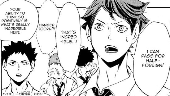 how did the whole `tooru hanger' thing end up in favor of oikawa like it began to be said by ppl in admiration when it was supposed to ridicule him.. his power is scary