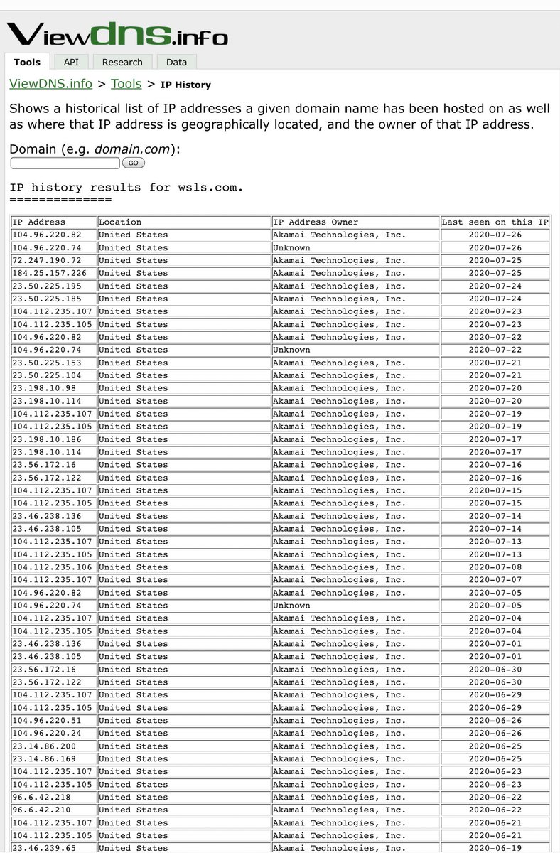 Also, I don’t know exactly what this means, but wsls[.]com literally changes their IP address on a daily basis, which is... unusual.