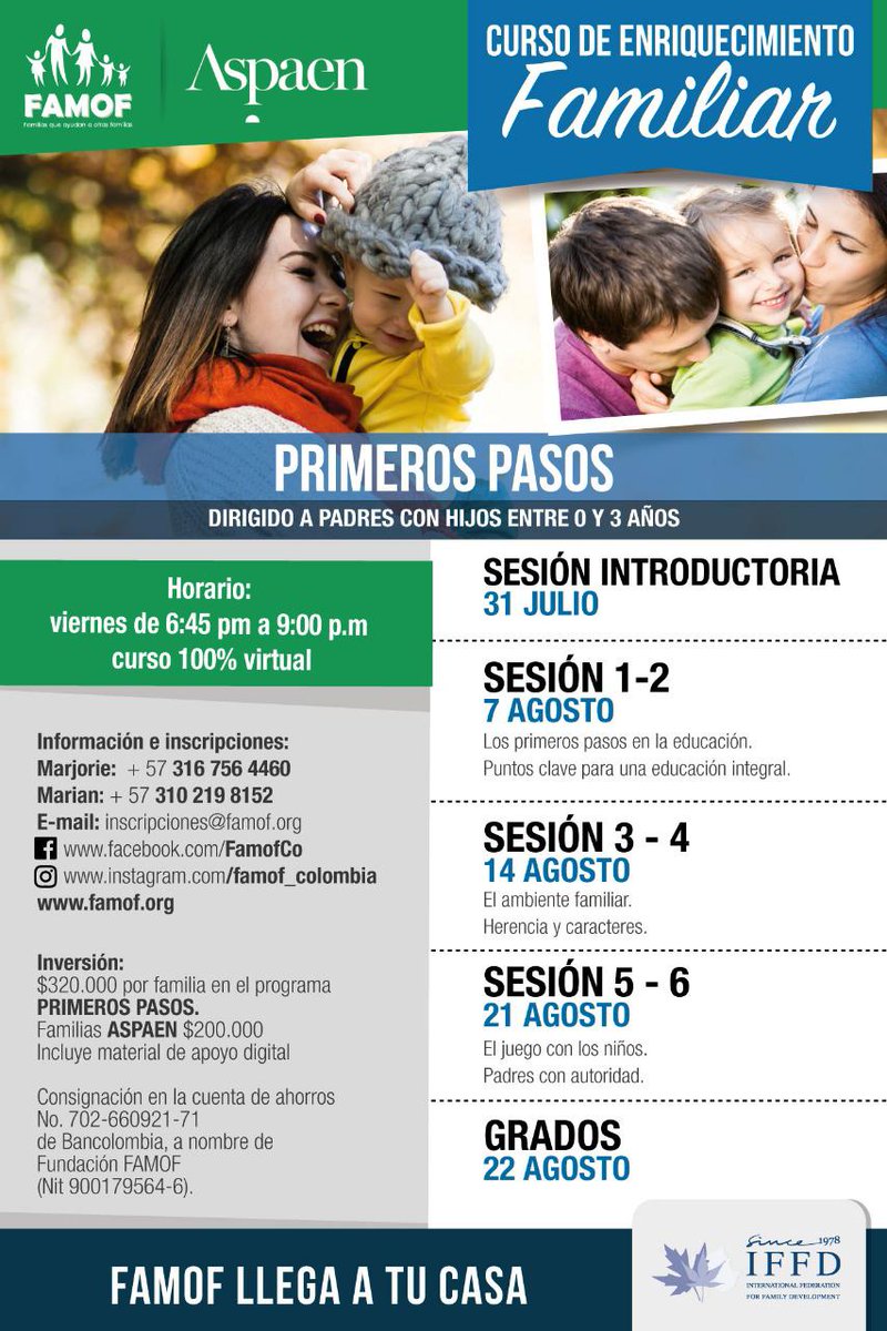 AspaenAlcazares's tweet photo. #Famof #AliadosAspaen #AliadosAlcázares #AspaenFamily #AspaenFamilia
¡Este viernes 31 inician dos cursos de enriquecimiento familiar de Famof! Descubre cuál es el mejor para tu familia. Quienes deseen inscribirse, deben registrarse aquí https://t.co/p6RABWS234. @AspaenColombia https://t.co/zJ5nn5RNM4