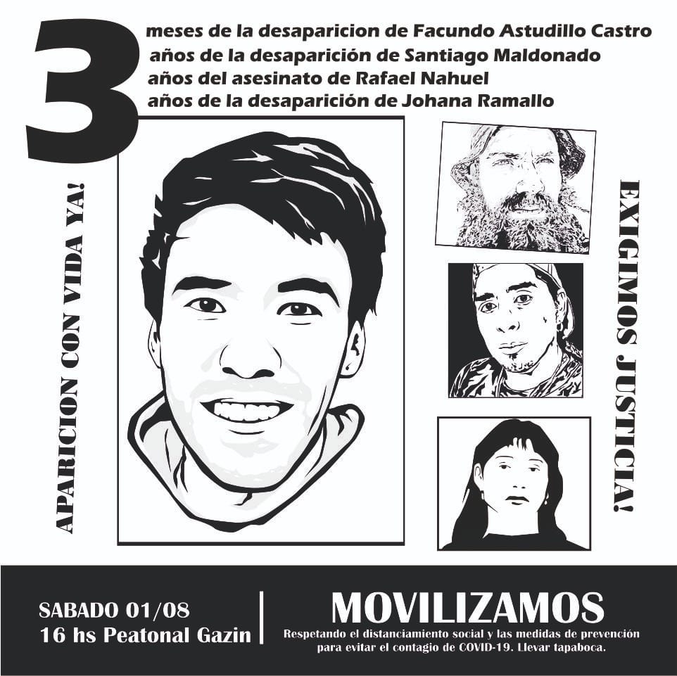 AgustinaBarone5's tweet photo. Con #ProyectandoLibertad nos sumamos a la marcha del día 1 de agosto en #Trelew para exigir la aparición con vida de Facundo Castro, también seguimos reclamando justicia para Rafa Nahuel, Santiago Maldonado y Johana Ramallo. #BastaDeViolenciaInstitucional https://t.co/5Tc9BjRQch