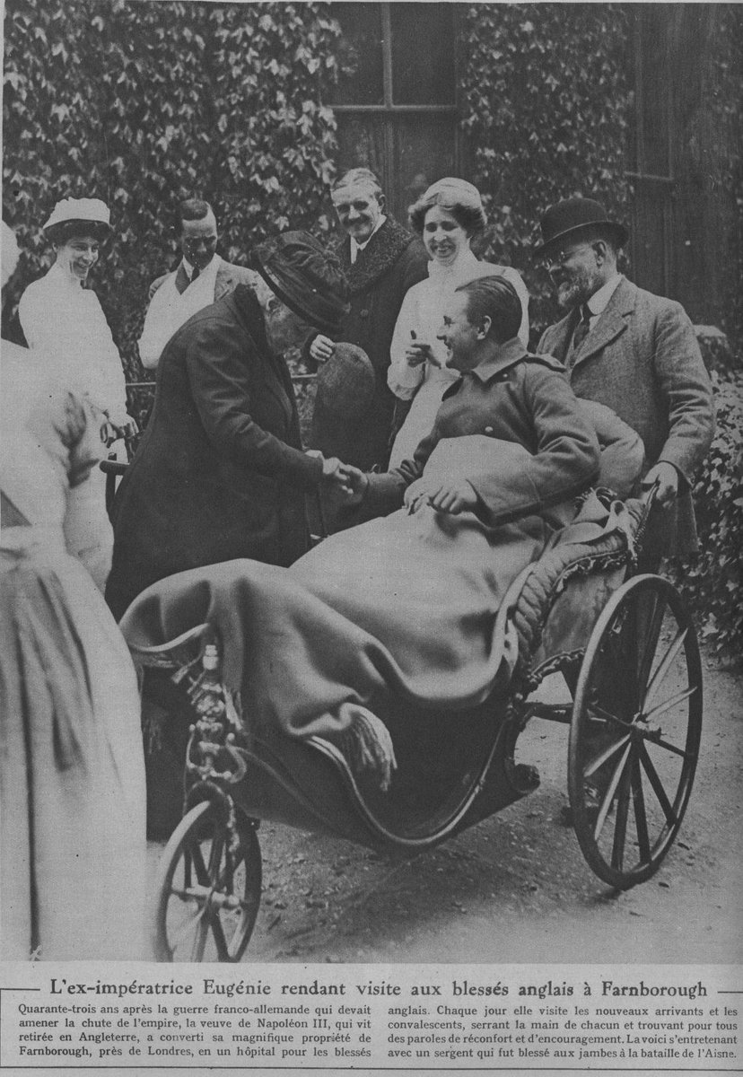 On the outbreak of World War I, she donated her steam yacht Thistle to the British Navy. She funded a military hospital at Farnborough Hill as well as making large donations to French hospitals.