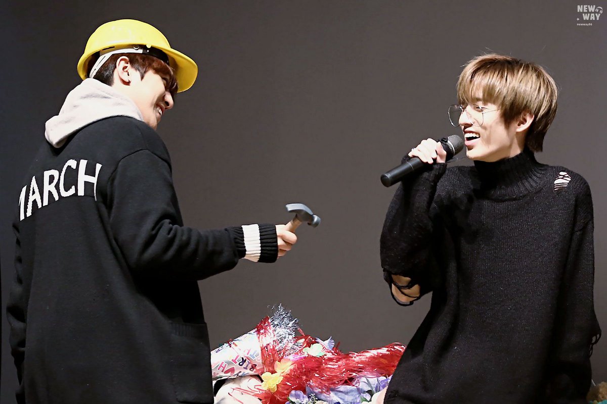 Cause he's Bob The Builder, look at him..Jae!