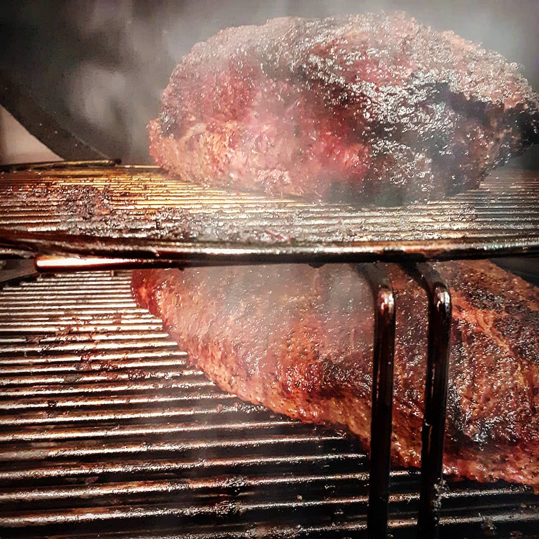 bern_whitehead's tweet photo. Just a bit of brisket on the go today @quarterhousenq low and slow, over and cherry #brisket #BBQ #barbeque https://t.co/jEQqSzjWjk