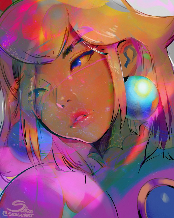 Seageart's tweet photo. So i may have forgotten to post this. I did a redraw of Princess Peach (like in my avatar) but tried it in a different style. Not sure how much I like it this time, haha, but this was like...a step before I did that demon, so i learned some thangs! #art #princesspeach https://t.co/mz6KL3xiW7