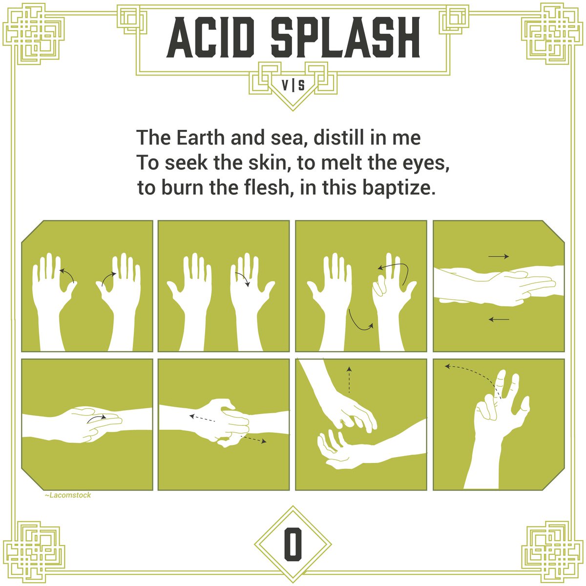 laccomstock's tweet photo. Acid Splash — conjuration cantrip
This is the start of what I hope to be a enjoyable, yet long lasting, project to expand on the #dnd spell #castingcomponents
My goal with this #dndhomebrew is to detail the verbal somatic and material components of all the current #dnd5e https://t.co/PHlVv0pU7F