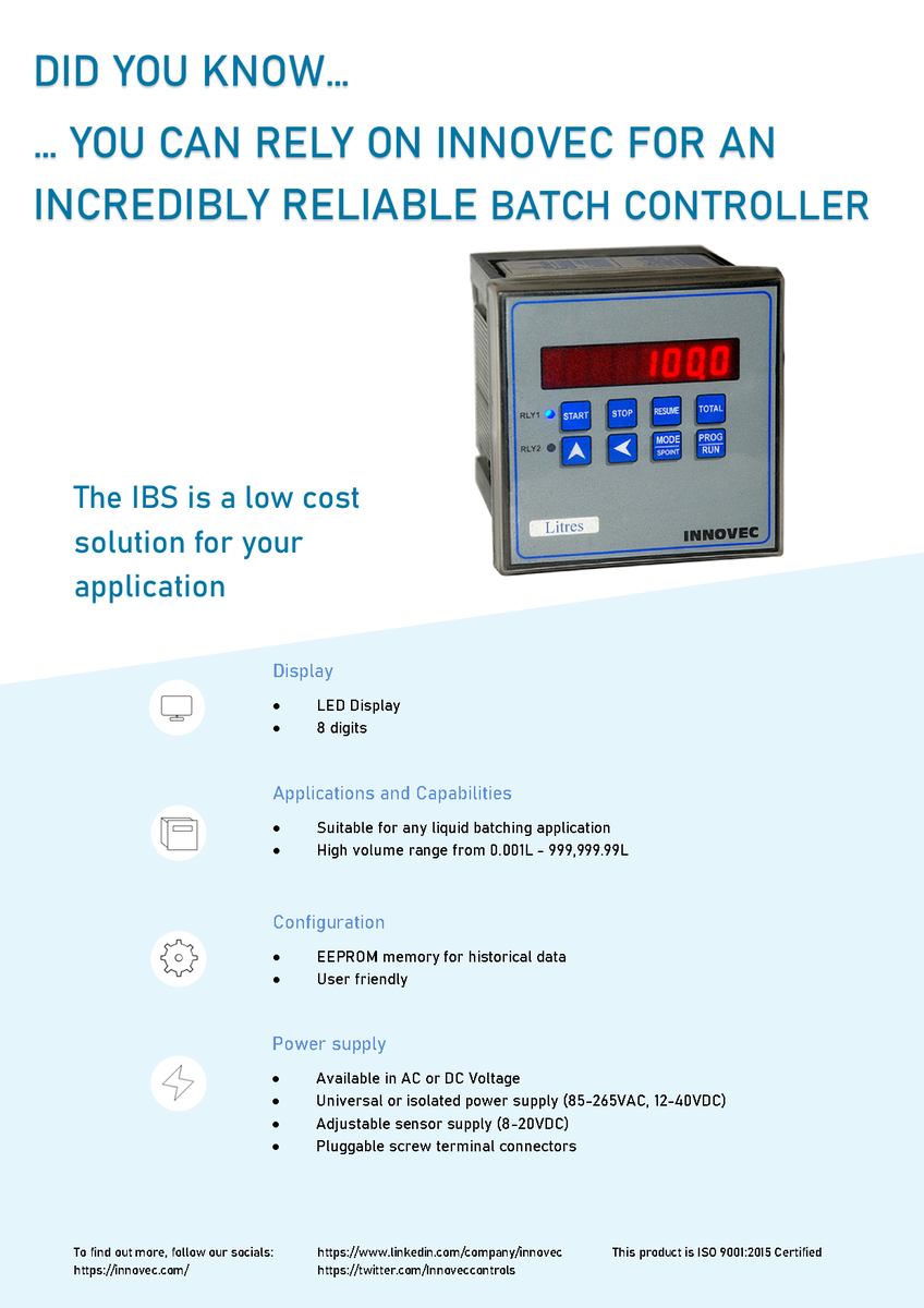Innoveccontrols's tweet image. The IBS is a great batching solution, to find out more head to our website. #batchcontroller #flowmeasurement