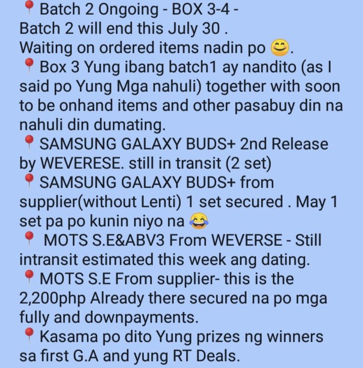 popshop_ph's tweet photo. UPDATES ❣️ #PSPH_UD
Batch 2 Sched
📅DOO: July 28
📅DOP: July 30
📍G.BUDS From supplier
📅DOP: As you order
📍MBOXBT21 BATCH 1 from Malaysia
⭕CLOSED
📅 BALANCE : Aug.18
📍Will open batch 2 https://t.co/SfosdJYc4G