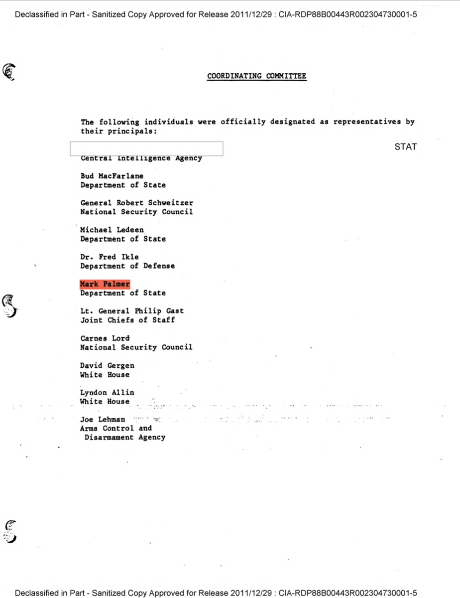 Under Reagan, Palmer was a key member of Project Truth, an ambitious anti-communist "counter-propaganda" effort. PT recognized the importance of TV for psywar but before we get to that, check out the winners Palmer was working with.. what a squad! https://archive.org/details/ProjectTRUTH/mode/2up