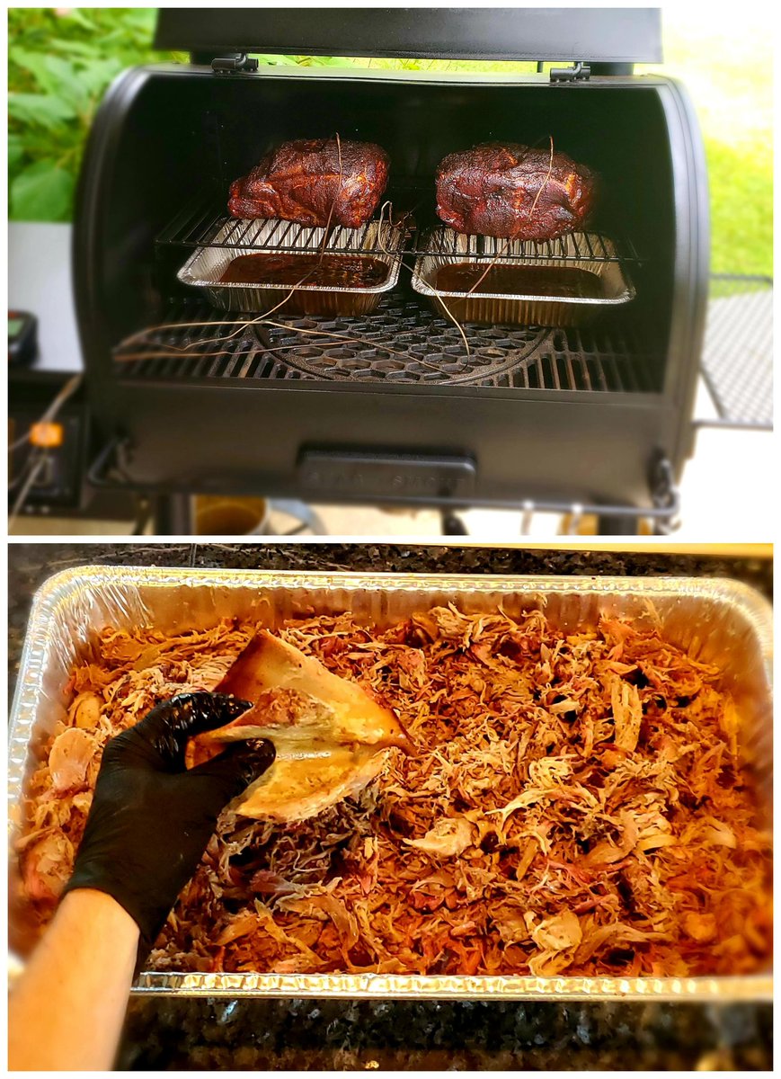 tim_bassett01's tweet image. An all day smoke on a pair of pork shoulders. Prepared with a Carolina style rub and finished with an apple juice baste. Soooo tender! #SmokeEmIfYouGotEm #CookOutside 🔥🐖🍽