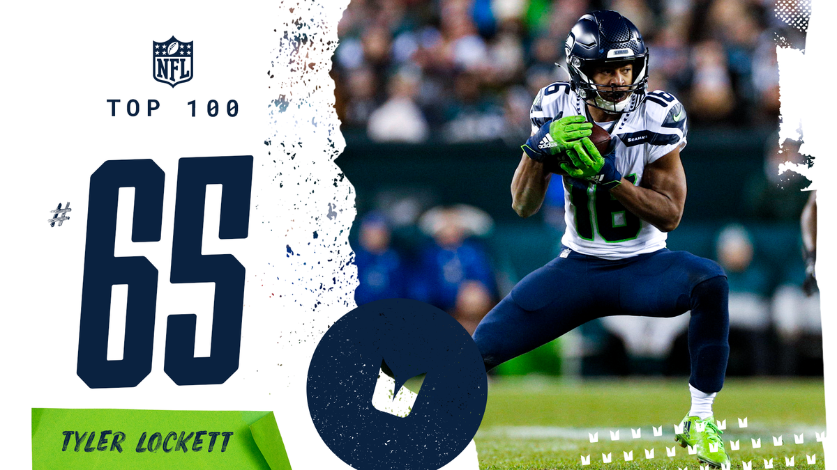 Seahawks's tweet photo. Spectacular catches and spectacular plays all season long. 🚀

@TDLockett12 comes in at number 65 on the #NFLTop100 list! https://t.co/xGrLpB4bv1