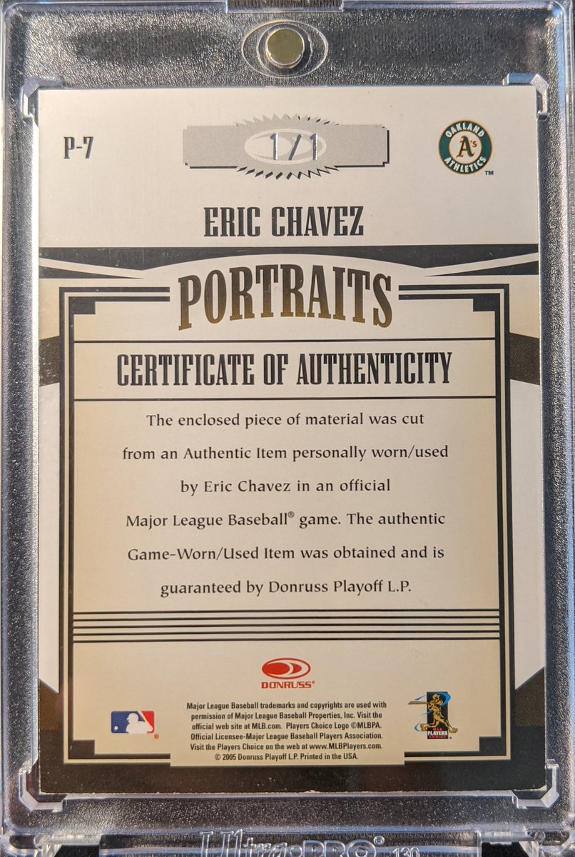 JoeyOcards's tweet photo. Eric Chavez 2005 Donruss Prime Patches MLB Logoman 1/1
#ericchavez #oaklandathletics #baseballcards #mlb #mlblogoman #logoman #1of1 #oneofone #goldglove https://t.co/iLszRnV301