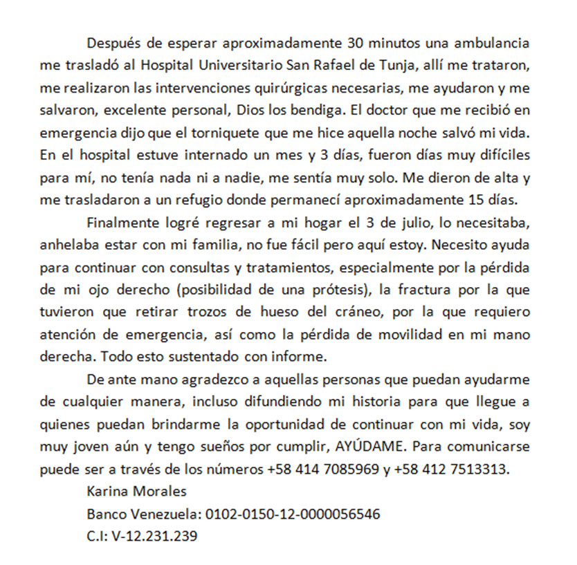 A_aronM_orales's tweet image. Mi nombre es Aarón Morales, fui agredido gravemente por otro grupo de venezolanos mientras regresaba a mi país. Quiero compartirles mi historia...
Ayudame a difundirla! Comparte y etiqueta, mil gracias.
#ServicioPublico #Venezuela #Tachira #Colombia
