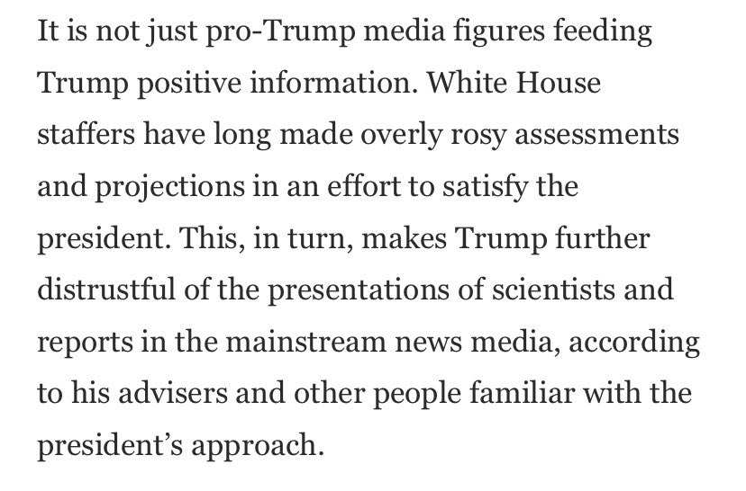 Instead, they danced around the fact that his toddler-like ego demands constant gratification so completely that it has produced a wholly dysfunctional White House that exists to please him even by lying about A PANDEMIC.6/