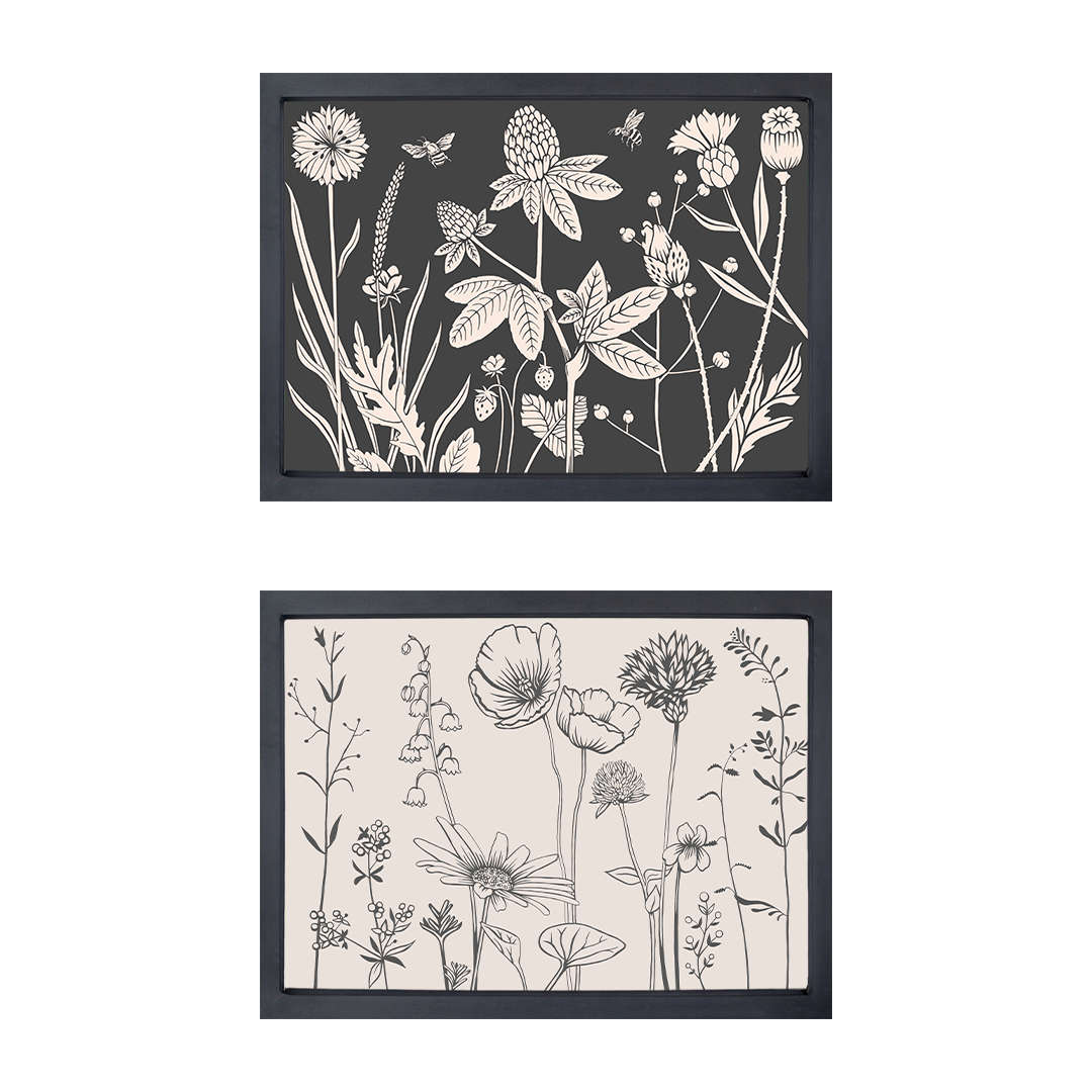This simple yet playful Hugo Guiness-inspired art pair titled 'Outside Over There' is bound to help make #neutrals your friend. 
#monochromeart #affordableart #simpledecor #homedecorator #artlovers #floralillustration #botanicalart #diptych