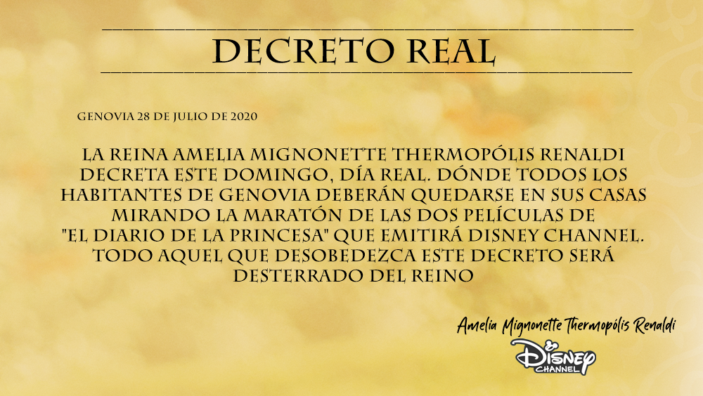 mydisneylatino's tweet photo. Nos llega un importante decreto desde el lejano reino de Genovia 👑... Creo que habrá que obedecerlo https://t.co/qhYYwpAxG3