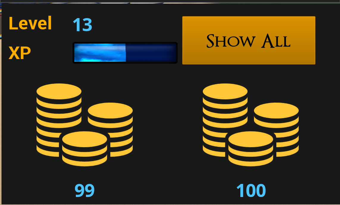 SRBlueFire's tweet photo. Initial work on a battlepass as its one of our top requested features. Just trying to get something simple so we can focus on content. #valgrave #indiedev https://t.co/IK5CcVMqn3