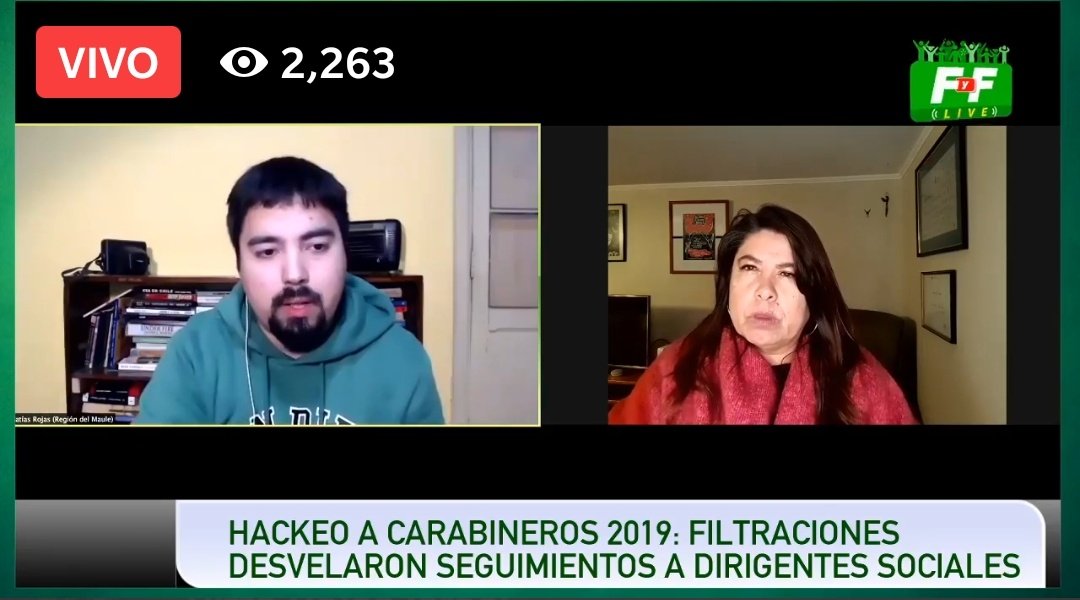 Claudia_Mix's tweet photo. 📺 Comenzamos #InfoReal en @felicesforrados. Hablamos  del seguimiento a dirigentes sociales por parte de Carabineros, dado a conocer por el hackeo del 2019 que sufrió la institución y que filtró miles de documentos al respecto ⬇️

📌Link:
https://t.co/2Yx6YzQlpX https://t.co/ujTZ5UVzg1