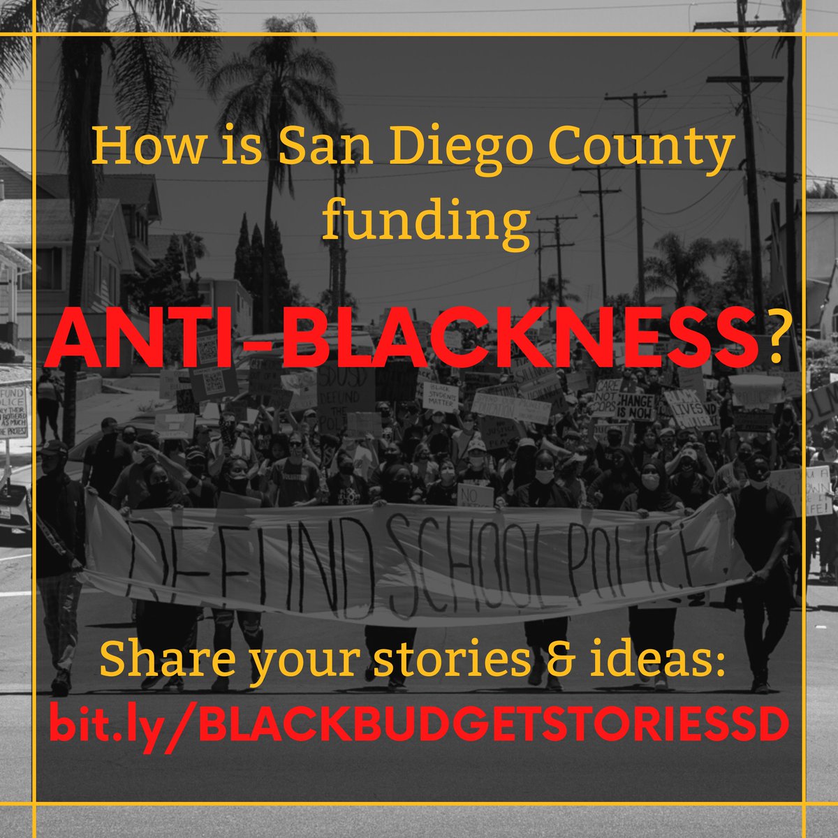 blm_sd's tweet photo. @countyofsandiego released their racist ass proposed county budget. The county allocated an increase in funds to its criminal injustice system. https://t.co/lsjQ4GOa3r