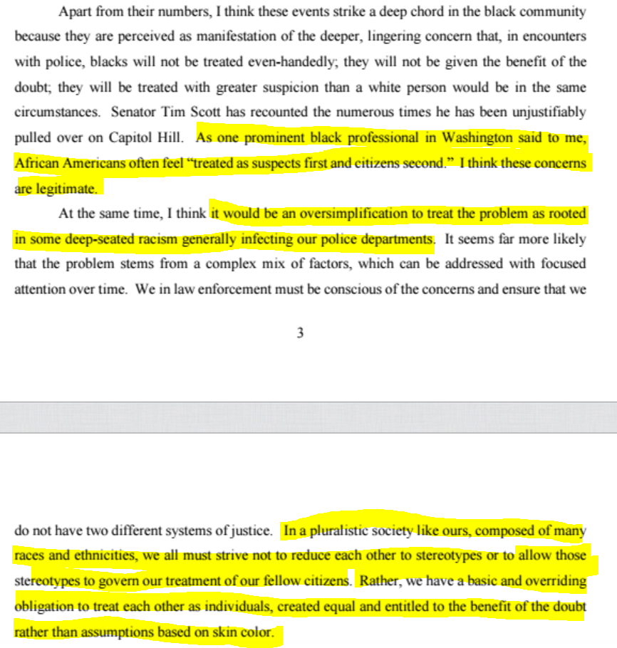 AG Barr acknowledges the concerns about racism as being legitimate but states that it's an oversimplification to treat it as "some deep-seated racism generally infecting our police departments." Points out that we need to treat each other as individuals, created equal.